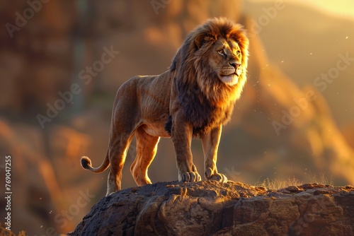a lion standing on a rock