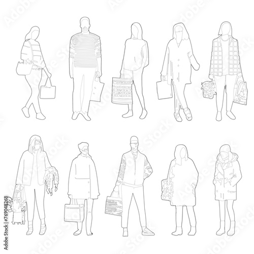 Cad people, outline drawing
