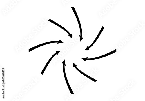 8 flechas negras formando una espiral y un círculo