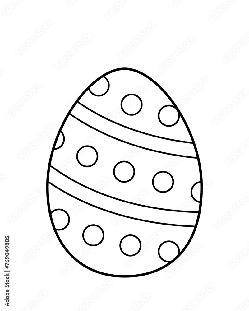 Coloring page Easter egg with stripes and dots. Black and white egg. Vector. Coloring page Easter egg with stripes and dots. Black and white egg. Vector.