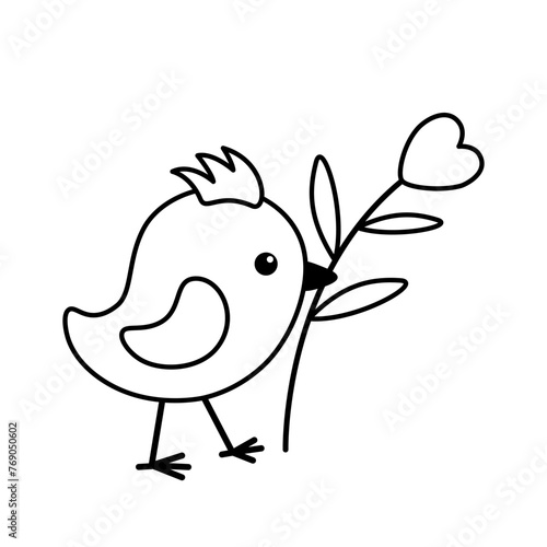 Coloring book with nestling. Black and white nestling. Vector