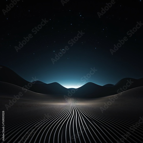 dark background illustration with white fluorescent lines, in the style of realistic white skies