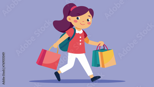 shopping girl with shoping bag vector illustration  © VarotChondra