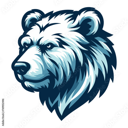 Wild polar bear head face design illustration, zoology element illustration, arctic north pole animal icon, vector template isolated on white background