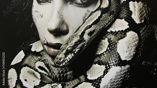 Portrait of a woman with a snake photo