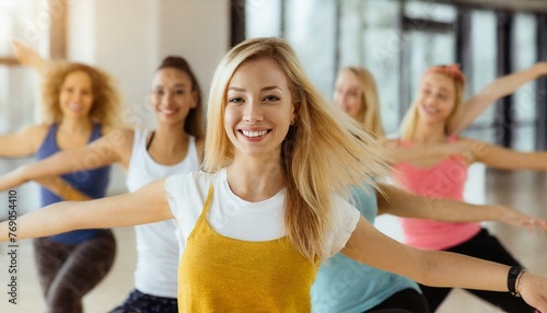 beautiful women enjoying a joyful dance class, candidly expressing their active lifestyle through