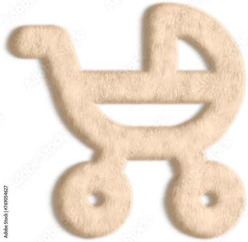 Baby Carriage Beige Fluffy Icon