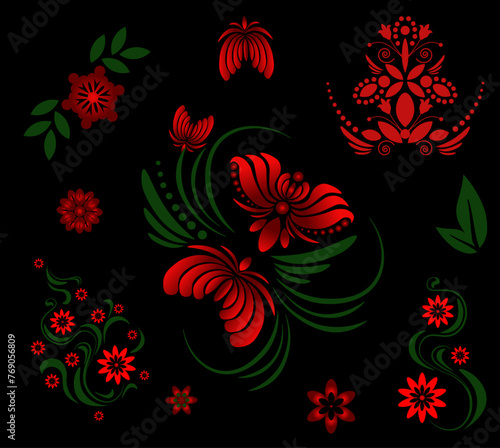 Ukrainian ornaments. 10 ornaments Ukrainian vyshyvanka set. Various ornaments, and isolated design elements. Folk ethnic embroidery. Modern vector illustration. Print, design tamplates.