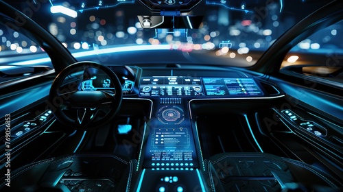 ntelligent vehicle cockpit and wireless communication network concept © somneuk