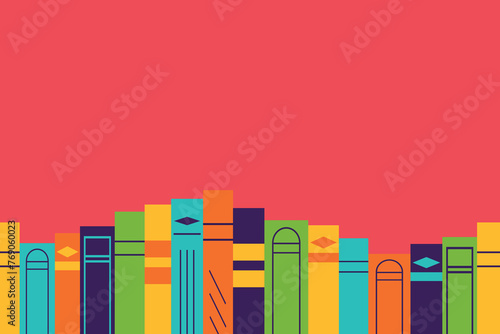 Books illustration. Literature background in flat style. Concepts for web banner, poster, advertising. Vector illustrration.