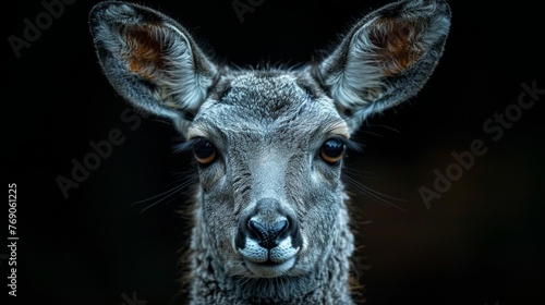 A deer with its head turned to the side photo