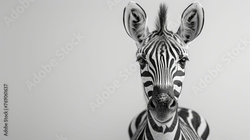 A zebra is staring at the camera with its head tilted