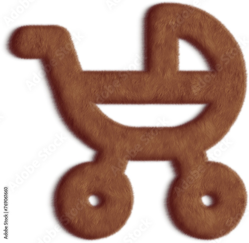 Baby Carriage Brown Fluffy Icon
