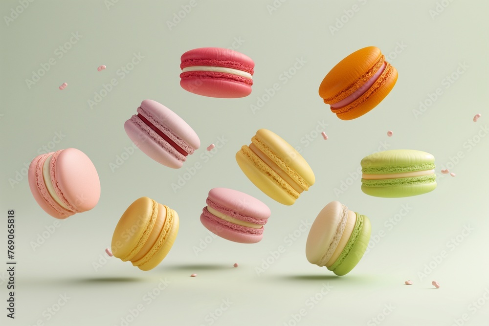 Various colorful macarons floating on the air isolated, macarons floating, macarons background, macarons background for banner, colorful macarons floating, biscuits floating, biscuits background Various colorful macarons floating on the air isolated, macarons floating, macarons background, macarons background for banner, colorful macarons floating, biscuits floating, biscuits background