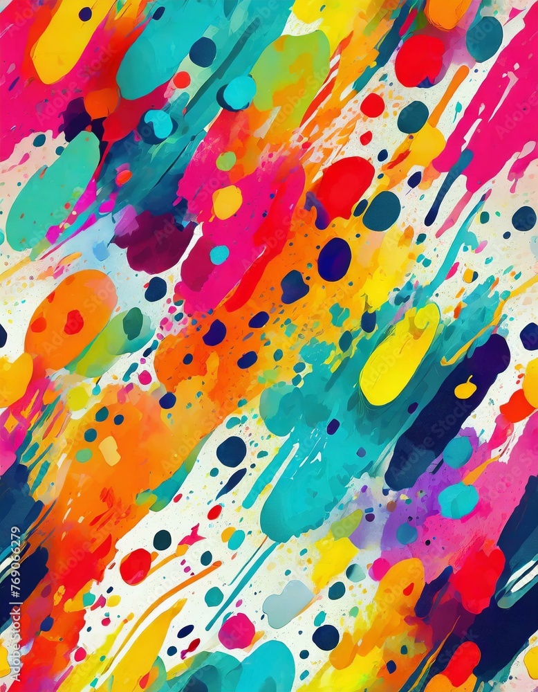 Seamless pattern with spots of color paint with brush strokes