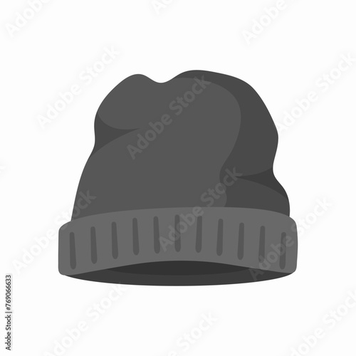 Collection of winter or autumn hats in flat style. Knitted hat, caps for girls and boys in cold weather isolated on white background. Web page design element icon. Vector illustration