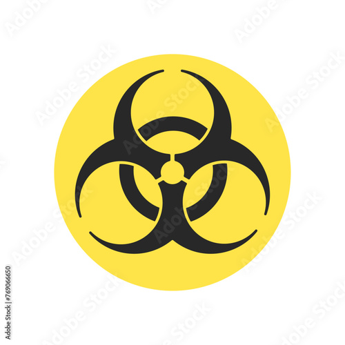 黄色い丸にバイオハザード / biohazardのシンボルマークのアイコン - 生物学的な危険物の警告のサイン