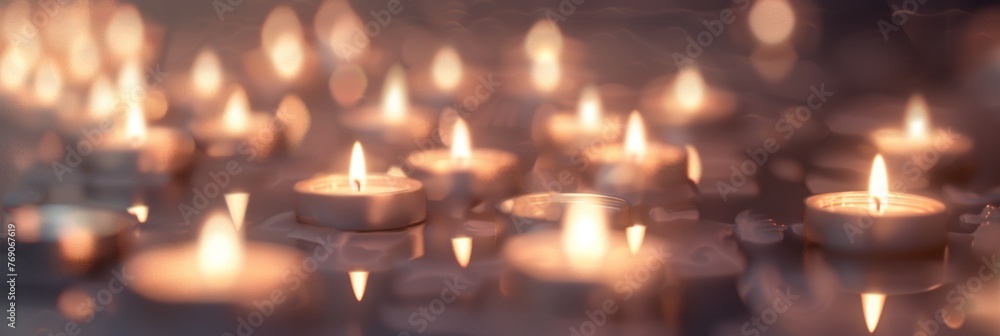 custom made wallpaper toronto digitalGloomy wallpaper with an abundance of small candles, Each candle flickers softly, evoking feelings of sorrow and memories.