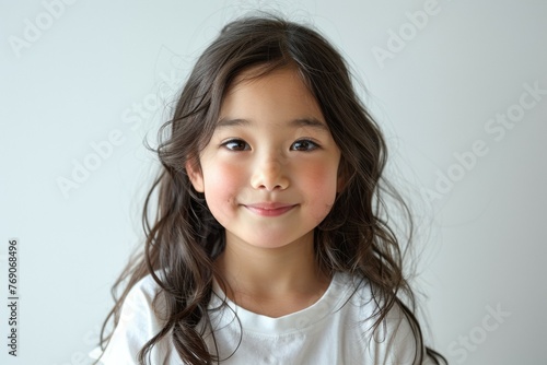 A young girl with long hair is smiling at the camera © top images