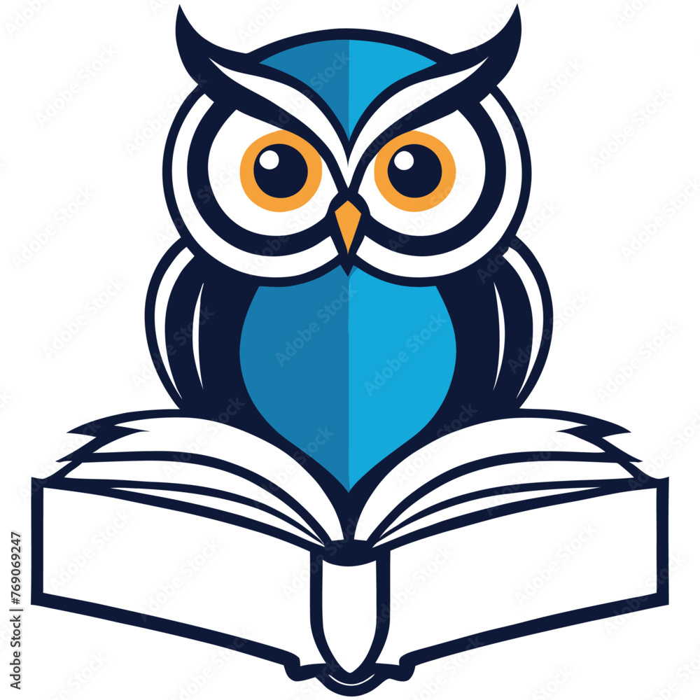 Logo - Cartoon Owl Perched on an Open Book