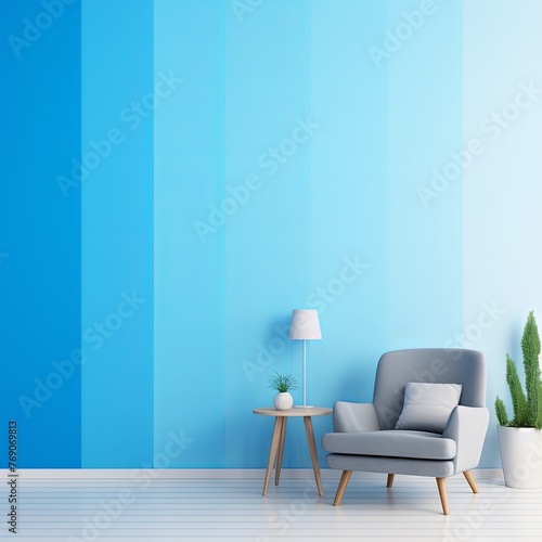 Simple large vertical strip azure gradient, front wallpaper background pattern, with copy space and space for text or design photo