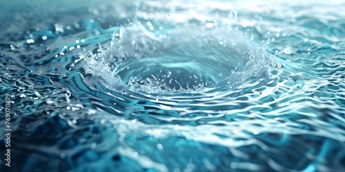 3D rendering of light blue ocean water splash swirl motion suitable for home or office decoration. Concept Ocean Splash Art, 3D Rendering, Home Decor, Office Decor, Water Motion Effects photo