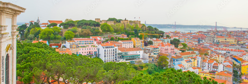 View of the colorful city of Lisbon in Portugal, March, 2024