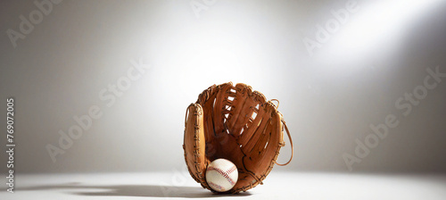 illustrazione con guantone in cuoio e palla da baseball photo