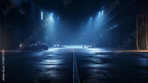 A Dark Empty Street: Dark Blue Background