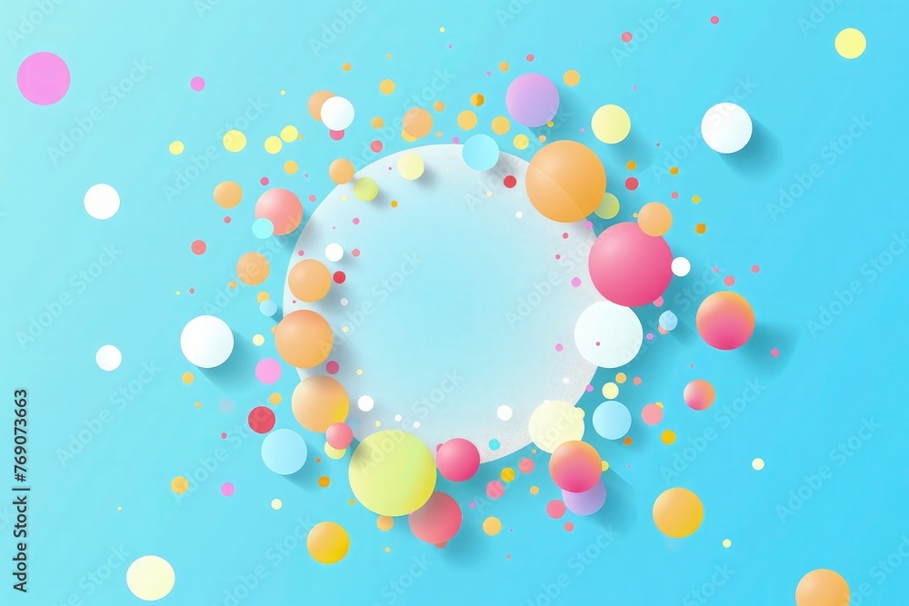 Gradient glassmorphism Colorful background with a transparent circle in the center, simple design, simple lines, flat colors, colorful bubbles, in the style of cartoon animation, circular shape, - obrazy, fototapety, plakaty 