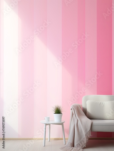 Simple large vertical strip pink gradient  front wallpaper background pattern  with copy space and space for text or design photo