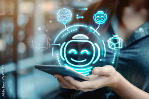 Impact of AI in customer service, seamless interaction between a chatbot and a user on a digital platform, showcasing how artificial intelligence enhances responsiveness and support 