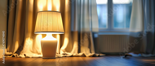 Vintage Lamp in a Modern Room, Adding a Touch of Retro Charm and Warm Illumination to the Contemporary Interior Design