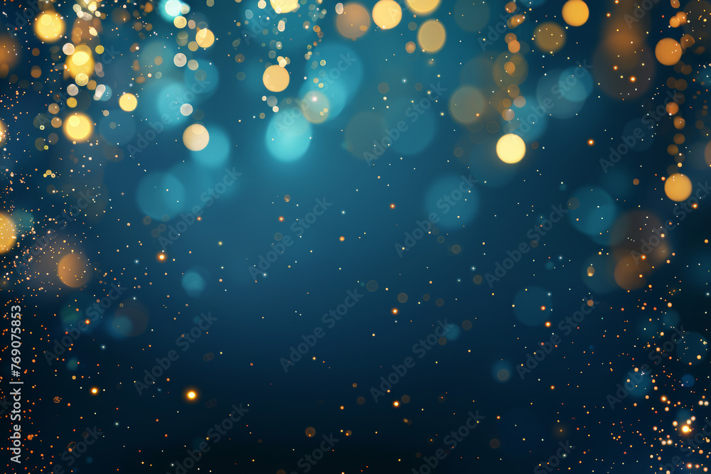 Obraz premium Blue and gold bokeh background