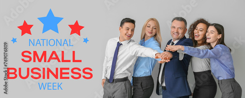 Group of business people pu...