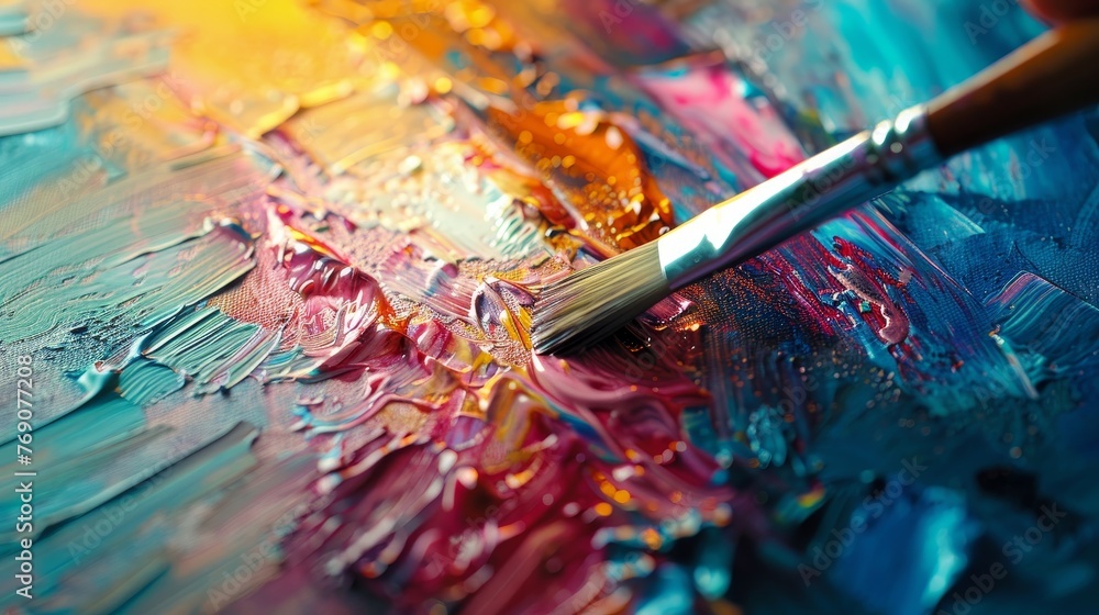 Obraz premium Inspired painter creates masterpiece with light white color scheme