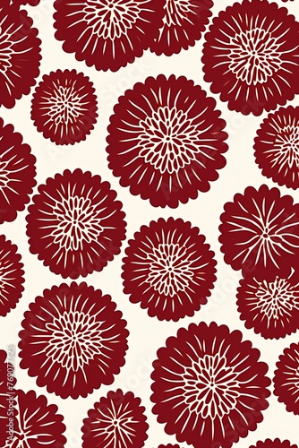 simple maroon flower pattern, lino cut, hand drawn, fine art, line art, repetitive, flat vector art copy space blank photo background