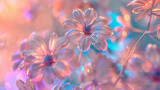 Translucent daisies basking in holographic light