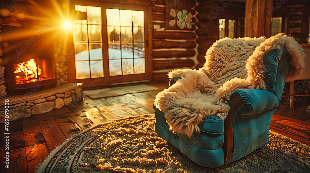 Φωτογραφία Winter Wonderland Home, Cozy Wooden Cabin in Snowy Landscape, Beautiful and Sere
