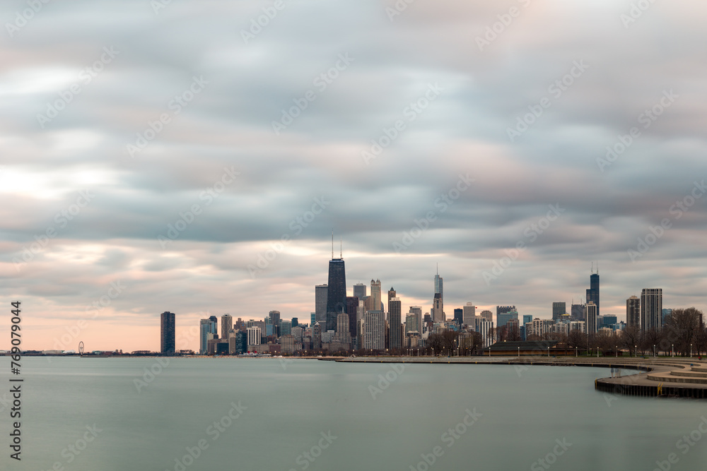 Beautiful Chicago city skyline panoramic during the day