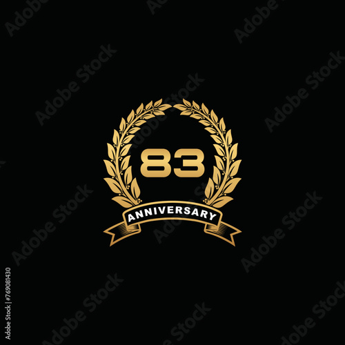 83th golden anniversary logo on black background photo