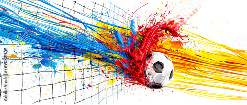 EM 2024 Soccer Football Fever Abstract Artistic Explosion with Ball Wallpaper Poster brainstorming Card Magazine photo
