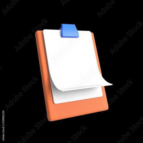 Clipboard 3d render illustration office stationary item