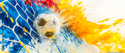 EM 2024 Soccer Football Fever Abstract Artistic Explosion with Ball Wallpaper Poster brainstorming Card Magazine