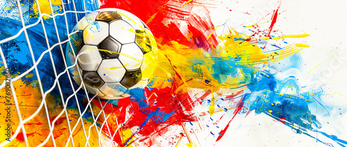EM 2024 Soccer Football Fever Abstract Artistic Explosion with Ball Wallpaper Poster brainstorming Card Magazine
