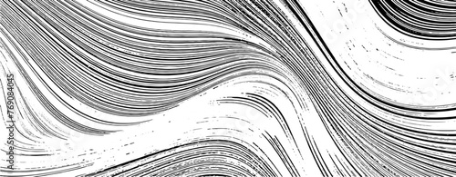 Swirled and curled stripes and brush strokes texture. Marble or acrylic atrwork imitation. Cool and swirly background. Abstract vector illustration. Black isolated on white. EPS10 