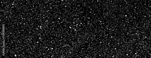 Snow, stars, twinkling lights, rain drops on black background. Abstract vector noise. Small particles of debris and dust. Distressed uneven grunge texture overlay.