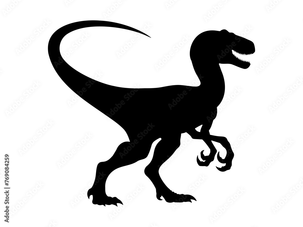 Velociraptor Dinosaur silhouette. Vector illustration Velociraptor Dinosaur silhouette. Vector illustration
