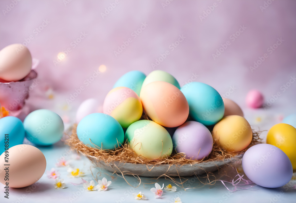 Easter pastel colored eggs