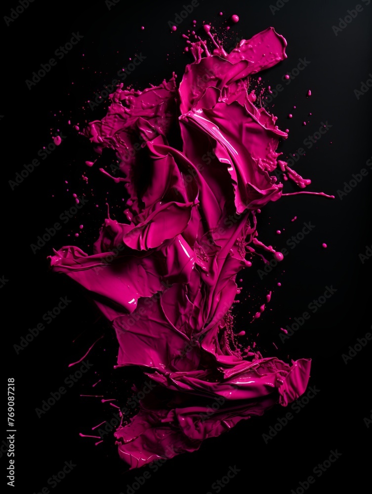 torn magenta papper on a black background with copy space for photo or blank text pattern